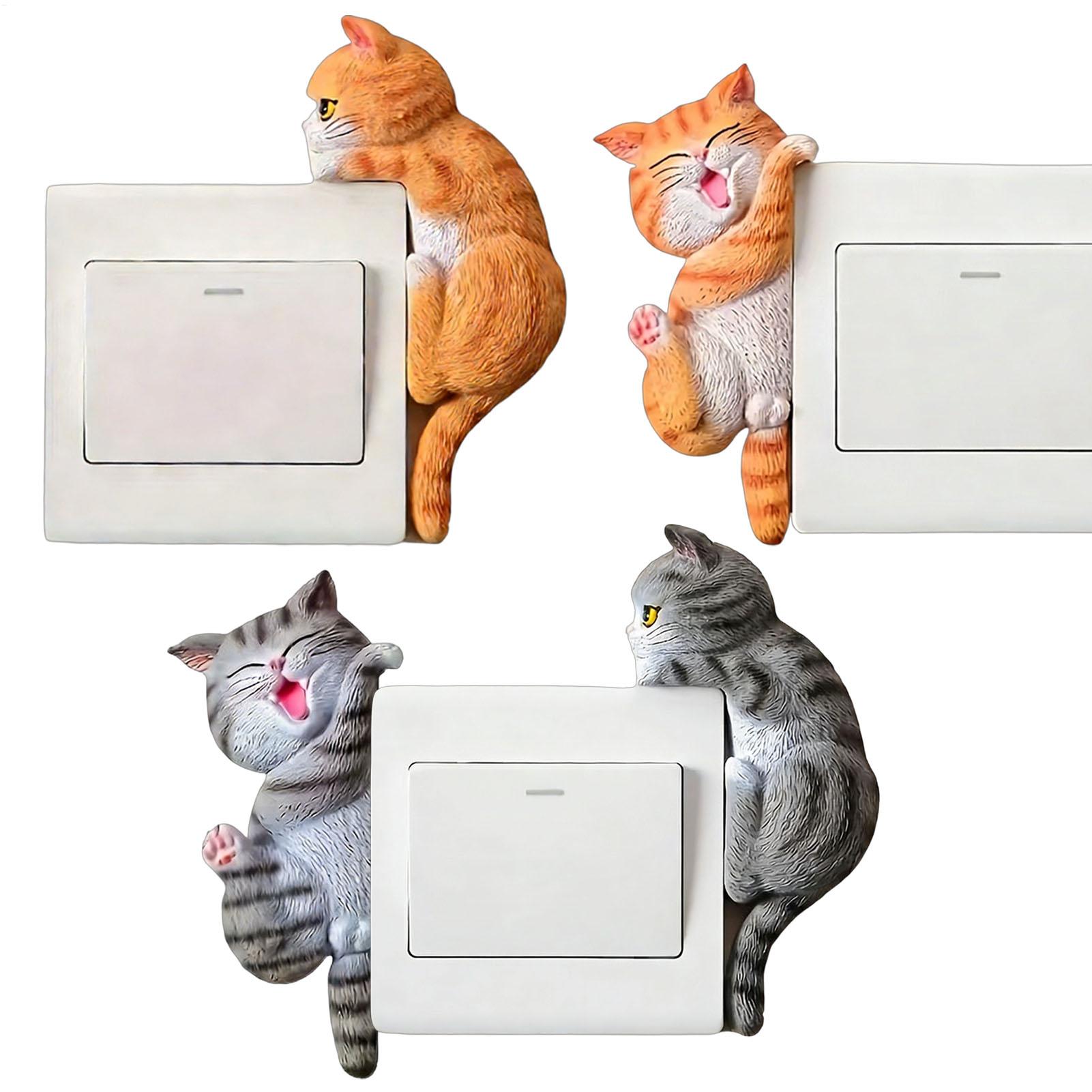 Baby Nursery Wall Lights - Light Button Sticker 2 Piece Cat