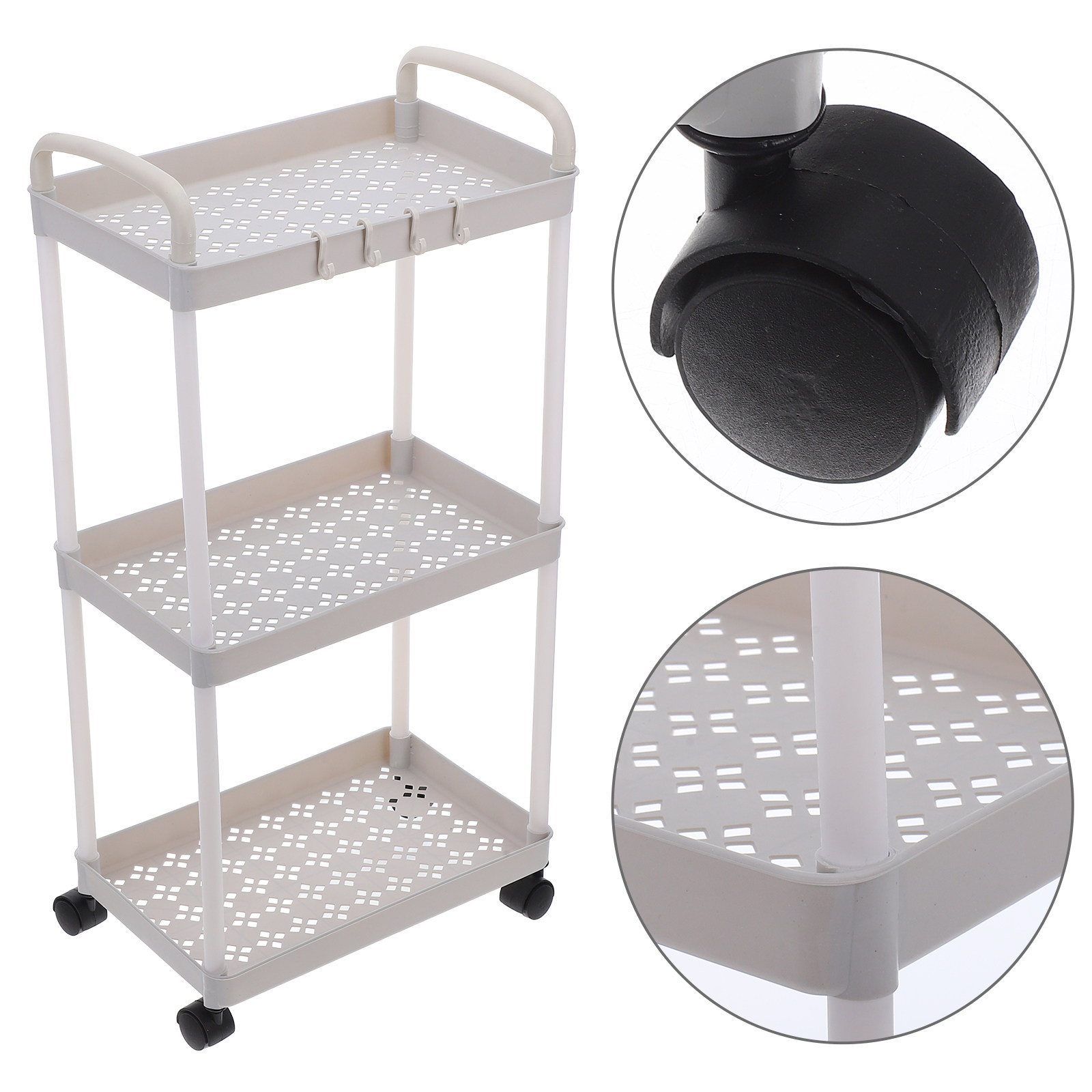 Baby Nursery Trolley - 3 Tier Plastic Storage Cart Rolling