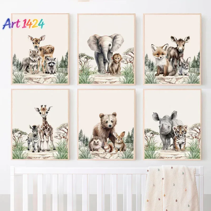 Baby Nursery Frames - 1pcs(No frame)Elephant Giraffe Bear Fox Deer
