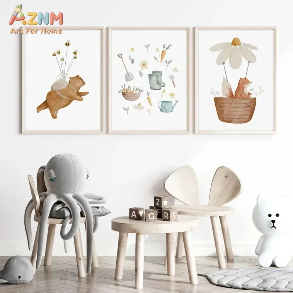 AZNM Watercolor Bear Fox Anima - Baby Nursery Frames review and price