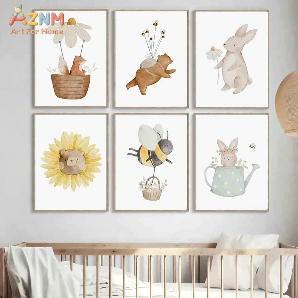 AZNM Watercolor Bear Fox Anima - Baby Nursery Frames review and price