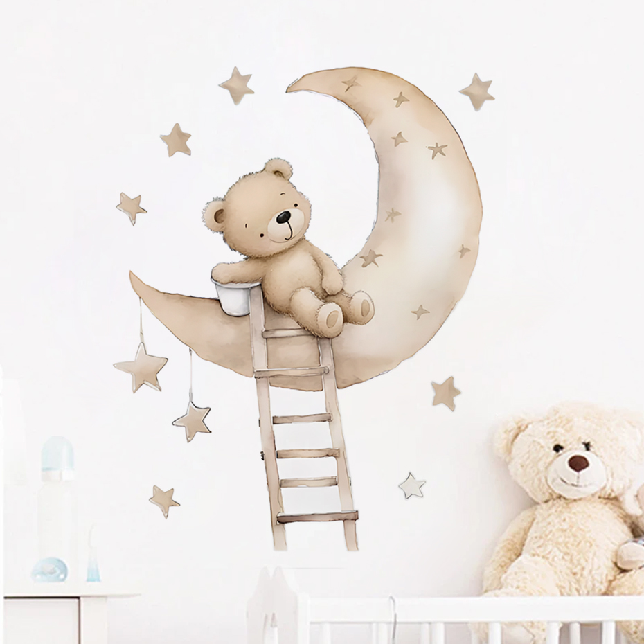 Cute Bear Star Cloud Wall Stic - Baby Girl Nursery Quotes review and price