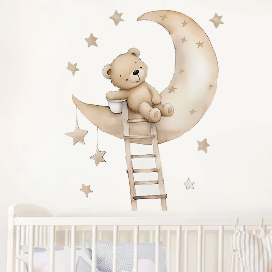 Cute Bear Star Cloud Wall Stic - Baby Girl Nursery Quotes review and price