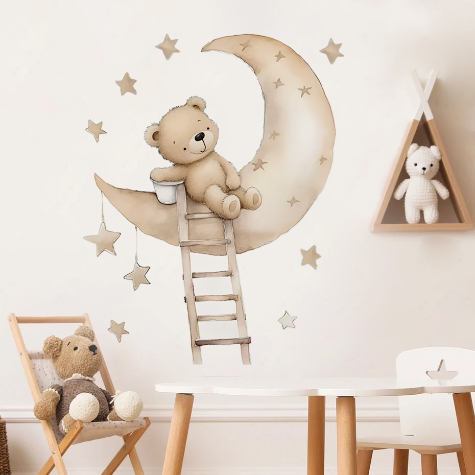 Cute Bear Star Cloud Wall Stic - Baby Girl Nursery Quotes review and price