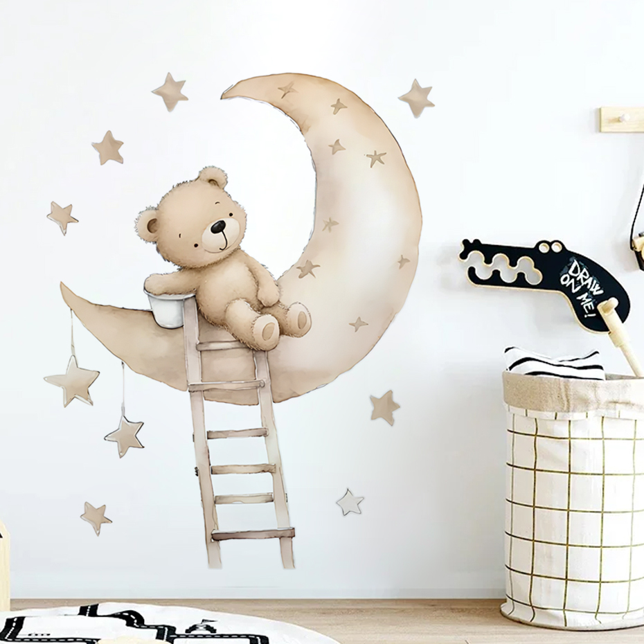 Cute Bear Star Cloud Wall Stic - Baby Girl Nursery Quotes review and price