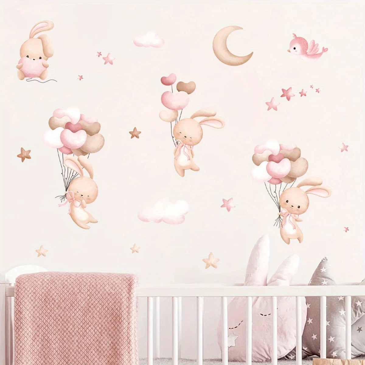 Cute Rabbit Balloon Wall Stick - Baby Girl Nursery Quotes review and price