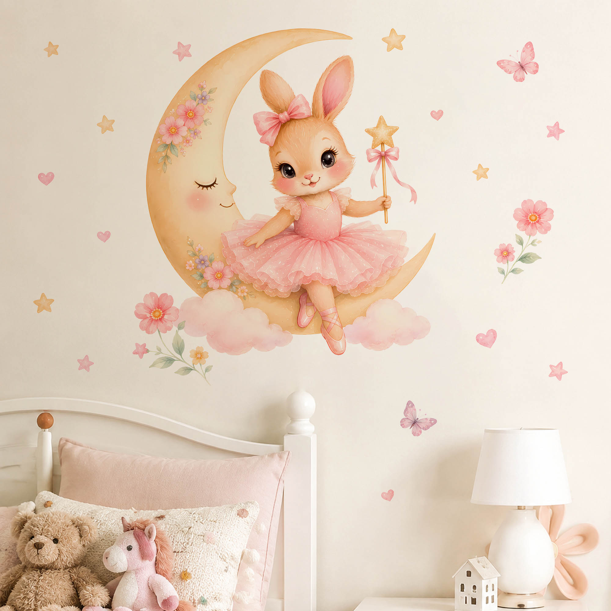 Watercolor Ballerina Bunny Moo - Baby Girl Nursery Quotes review and price