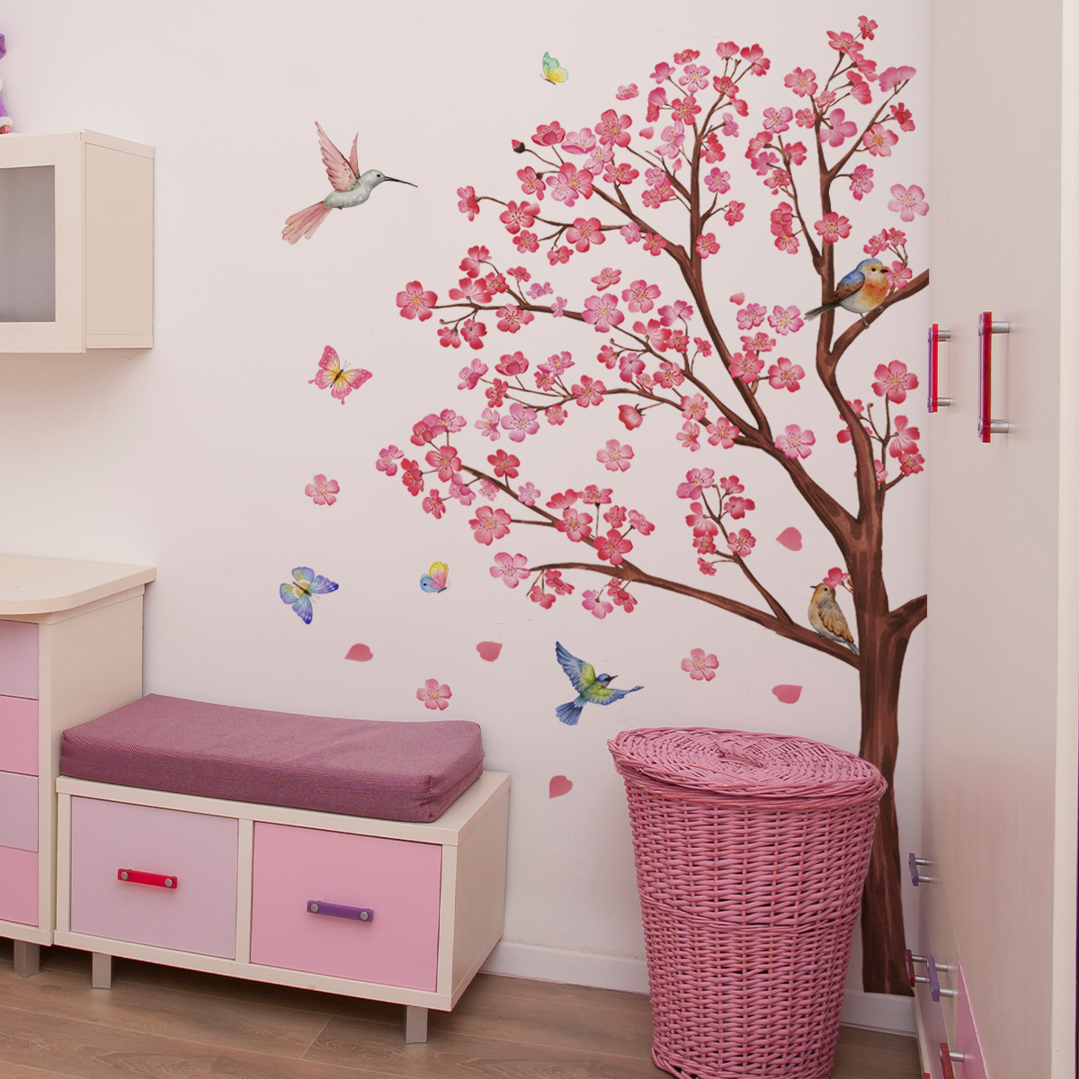 Watercolour Bird Flower Wall S - Baby Girl Nursery Quotes review and price