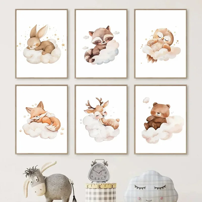 Cartoon Cloud Animal Canvas Pa - Baby Nursery Frames review and price