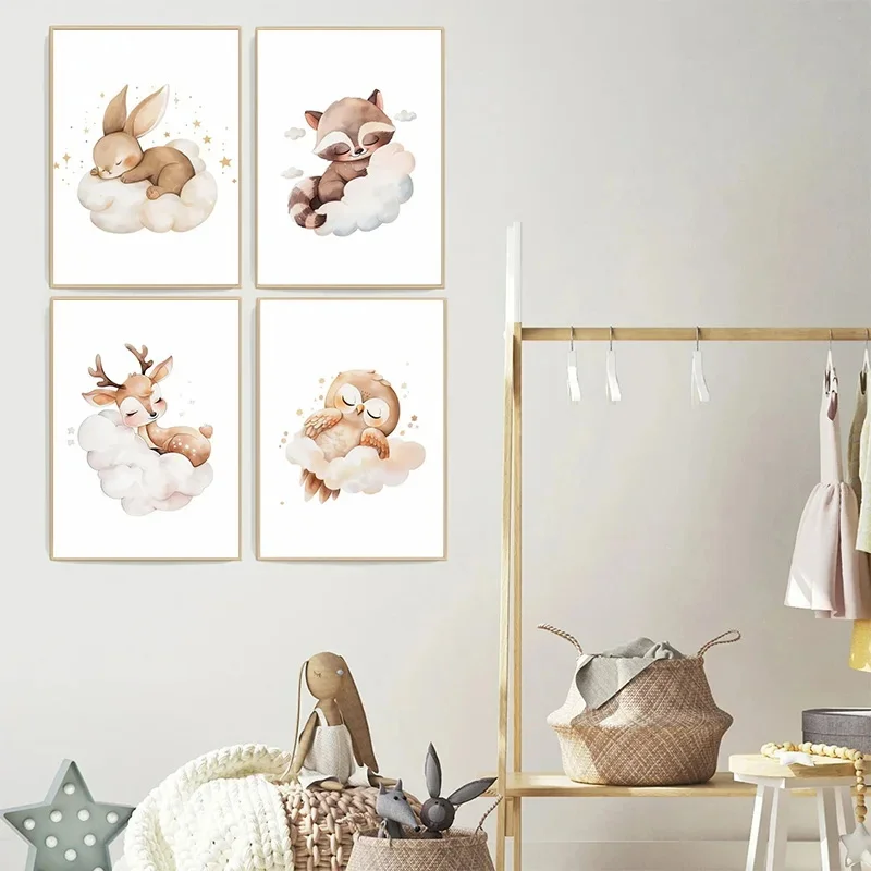 Cartoon Cloud Animal Canvas Pa - Baby Nursery Frames review and price