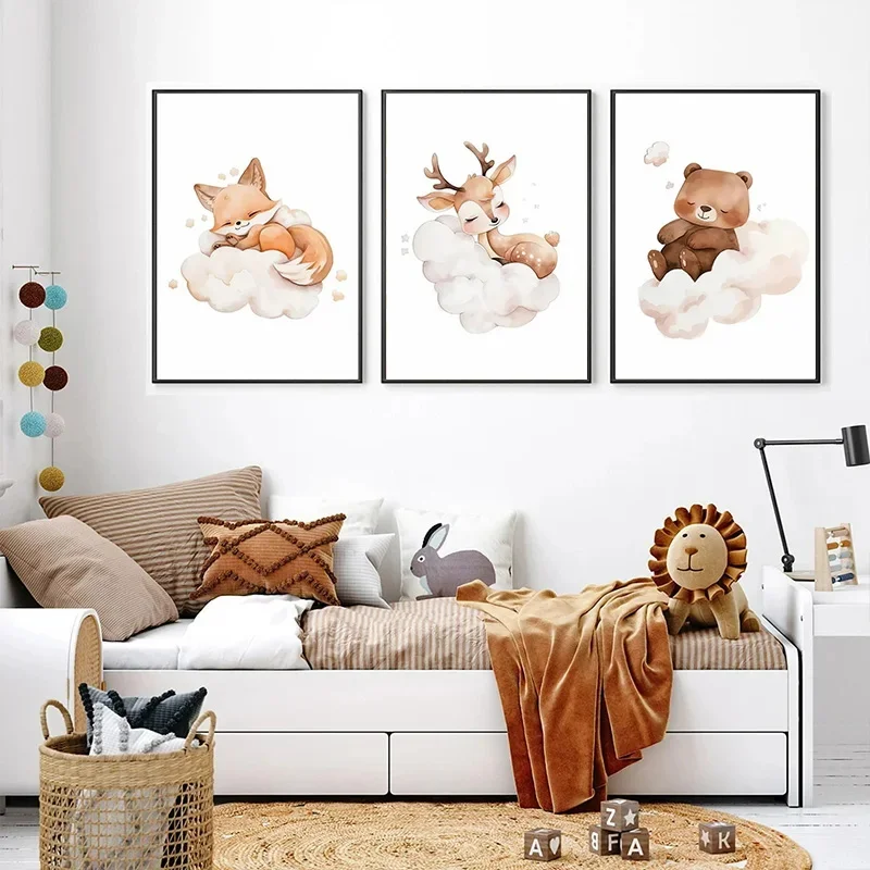 Cartoon Cloud Animal Canvas Pa - Baby Nursery Frames review and price