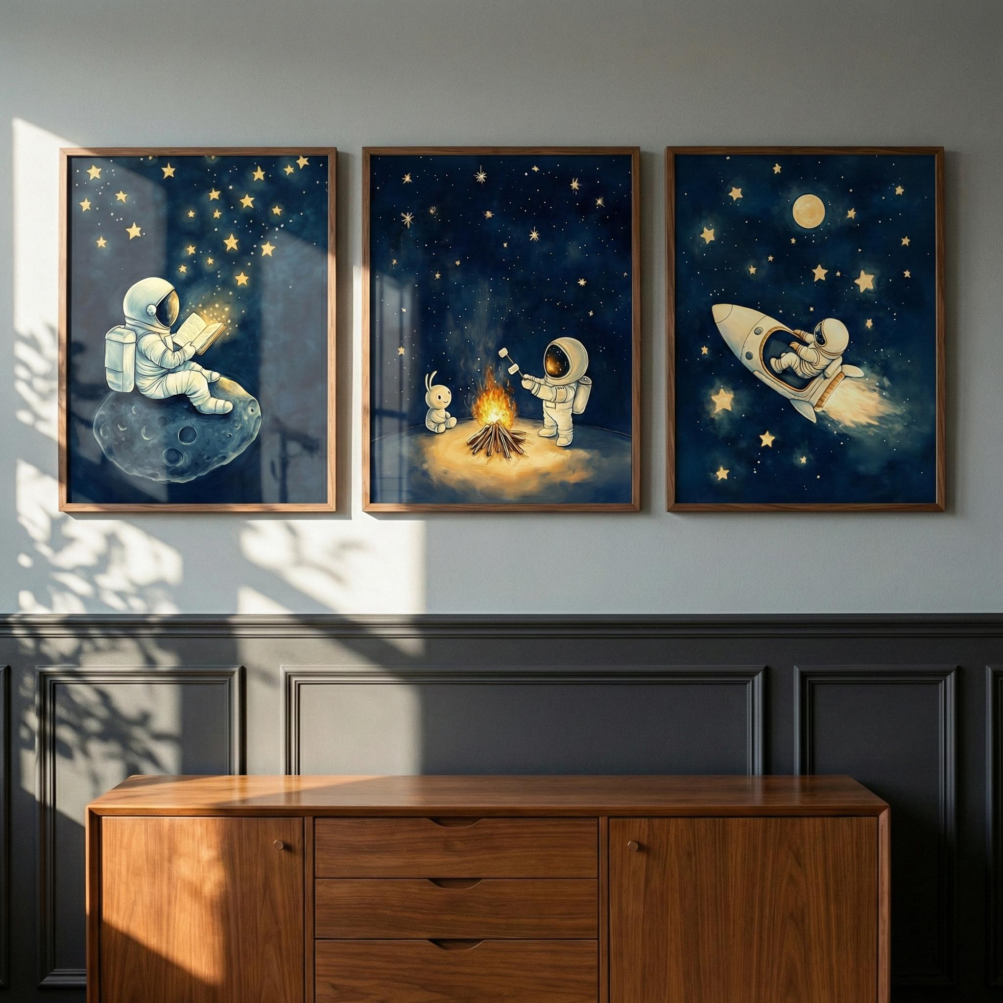 Astronaut Space Wall Art Set o - Baby Nursery Frames review and price
