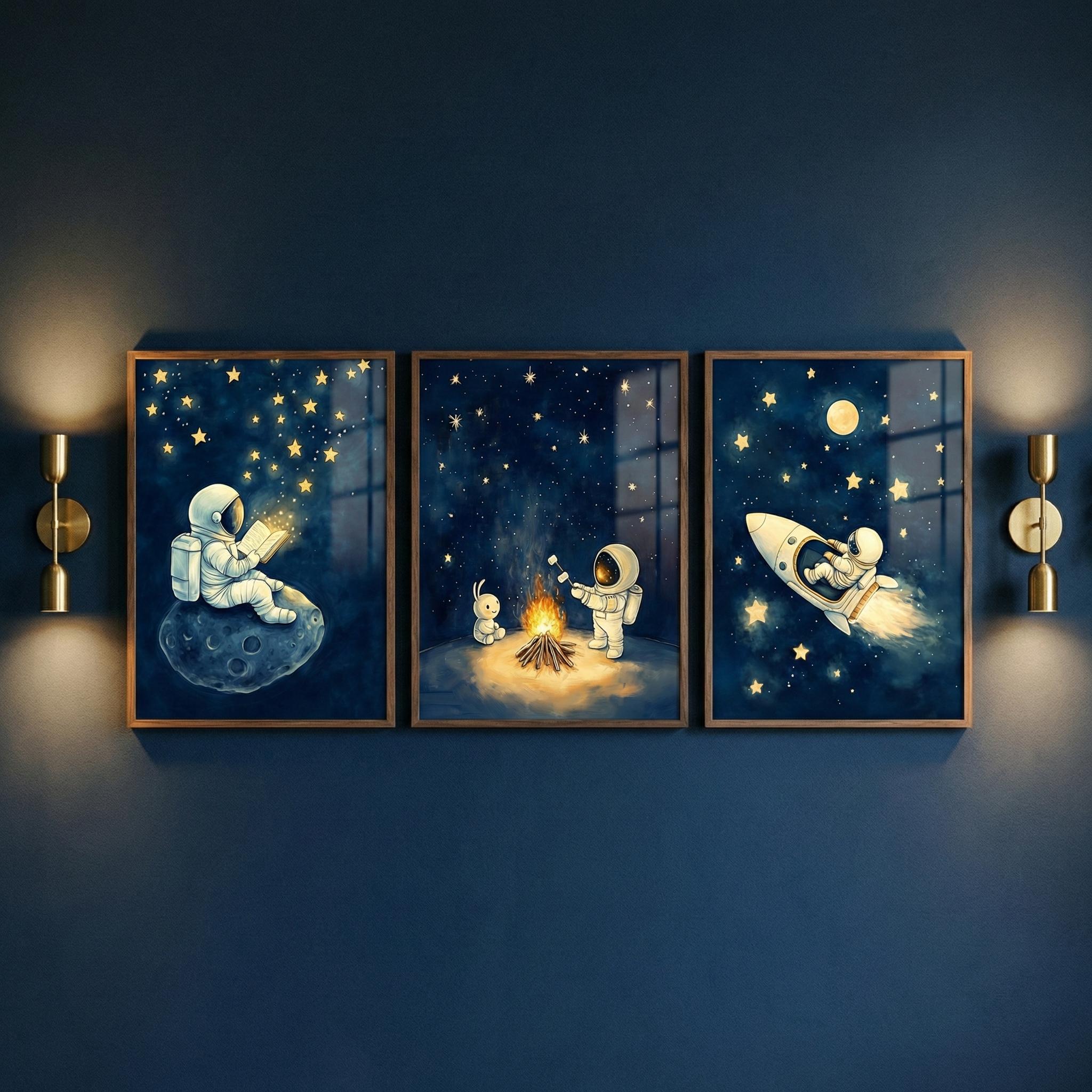 Astronaut Space Wall Art Set o - Baby Nursery Frames review and price