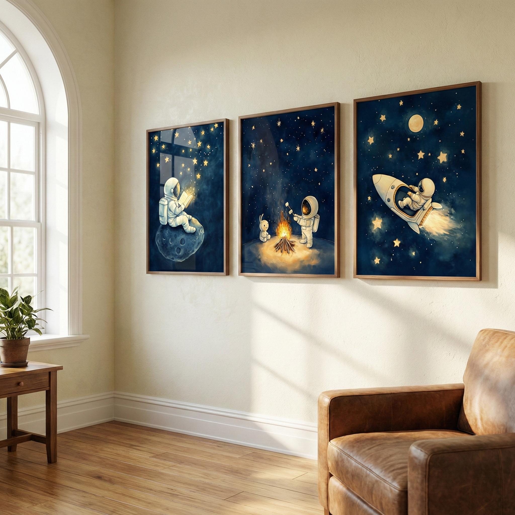 Astronaut Space Wall Art Set o - Baby Nursery Frames review and price