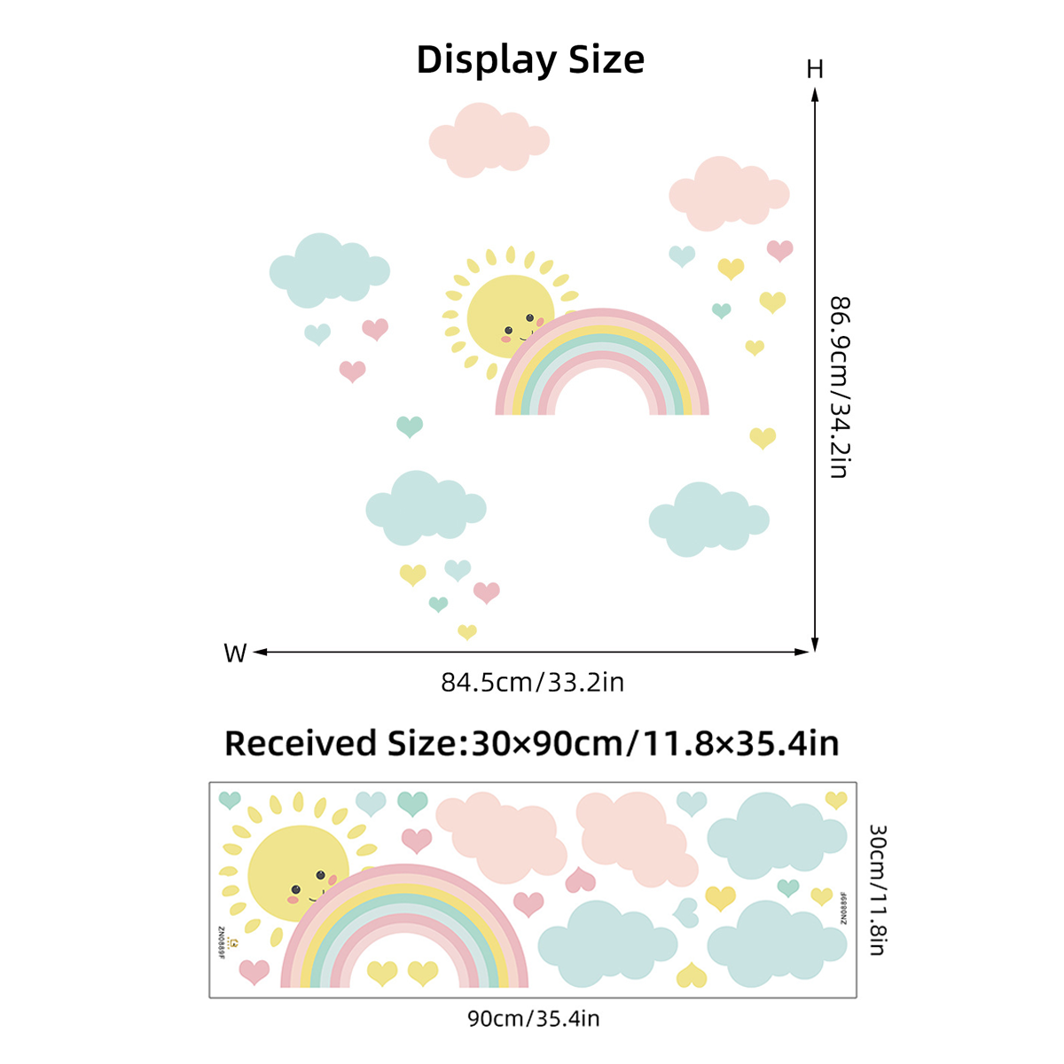 Cartoon Sun Rainbow Clouds Wal - Baby Nursery Decor Girl review and price
