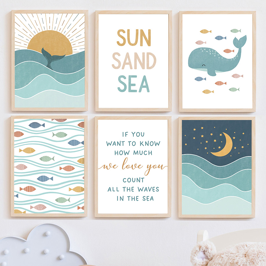 1pc frameless Fish Whale Seagu - Baby Girl Nursery Quotes review and price