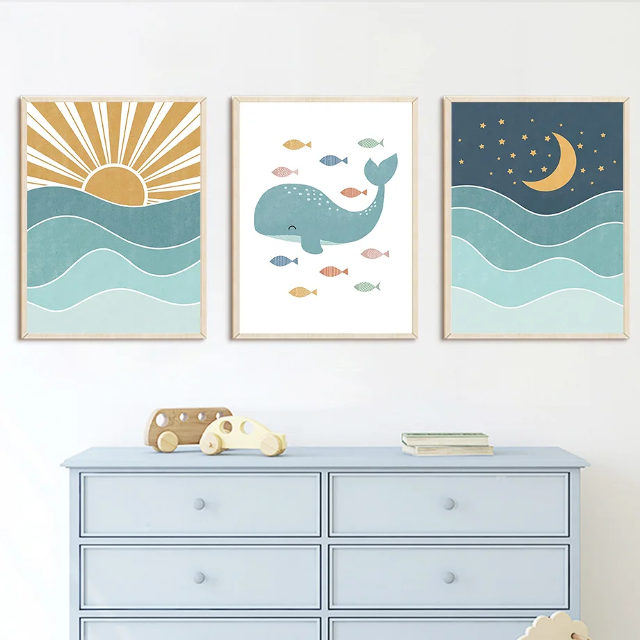 1pc frameless Fish Whale Seagu - Baby Girl Nursery Quotes review and price