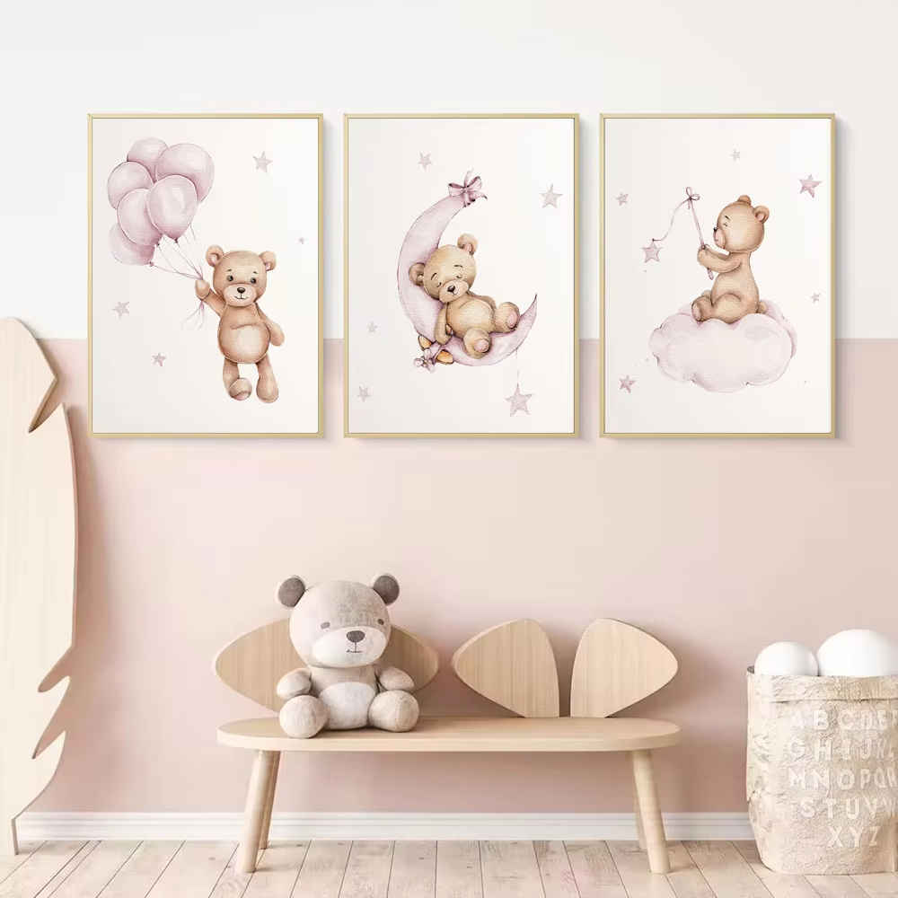 Bear Nursery Wall Art Decor Te - Baby Nursery Decor Girl review and price