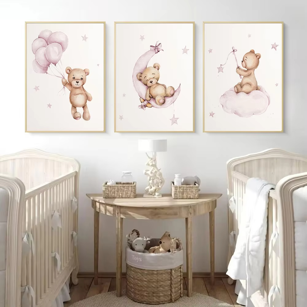 Bear Nursery Wall Art Decor Te - Baby Nursery Decor Girl review and price