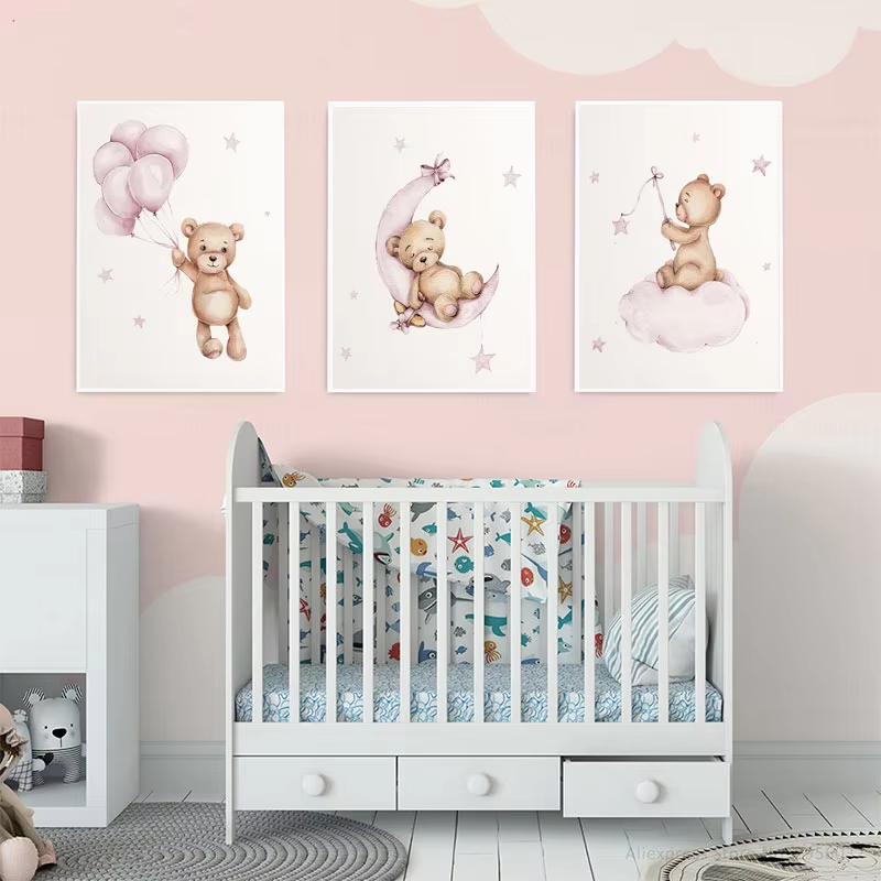 Bear Nursery Wall Art Decor Te - Baby Nursery Decor Girl review and price