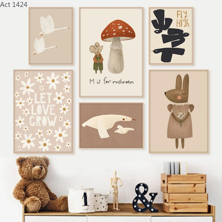 Boho Cartoon Rabbit Mouse Goos - Baby Nursery Frames review and price